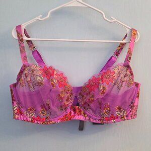 NEW Savage X Fenty Mod Poppy Unlined Lace Balconette Bra 42DDD Heavy Pink Floral